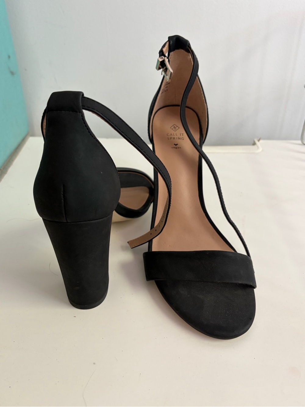 Call It Spring Black Strappy Block Heel Sandals